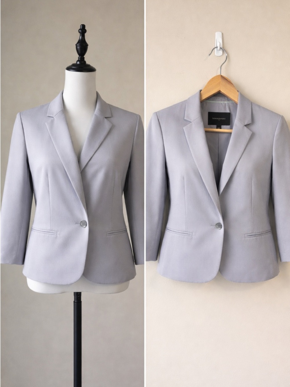 Banana Republic Light Gray Single-Button Blazer Petite Womens Size 10